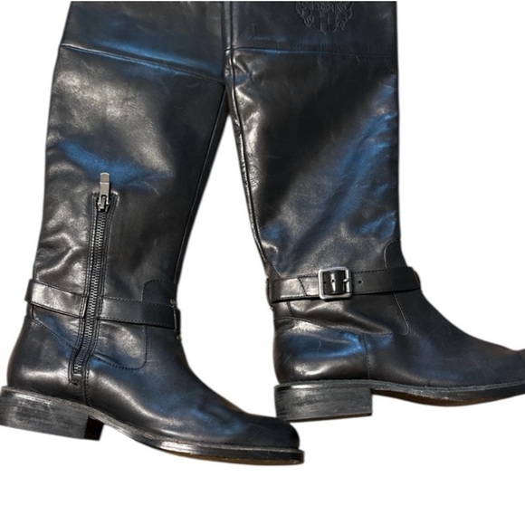 Vince Camuto Black Leather Knee-High Boots - Picture 2 of 7